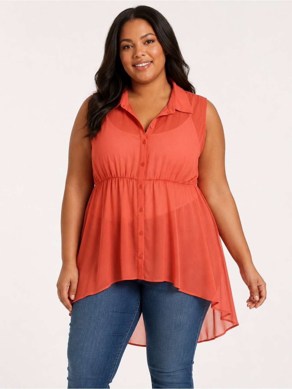 TORRID ORANGE CHIFFON BABYDOLL TUNIC Size 3
